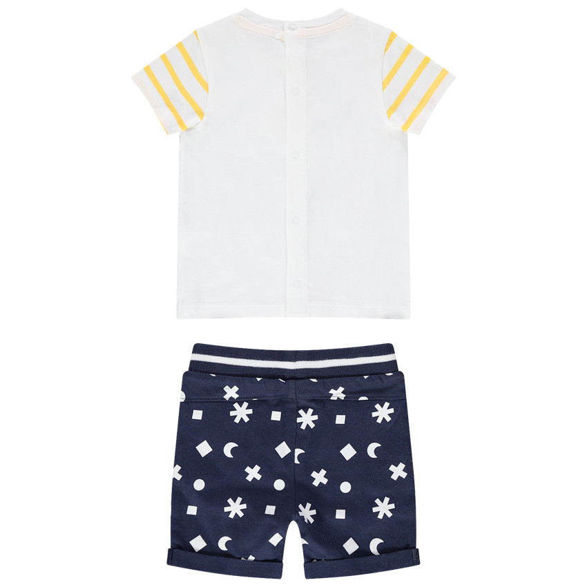 Σύνολο κοντομάνικη μπλούζα με σύννεφο και εμπριμέ βερμούδα 