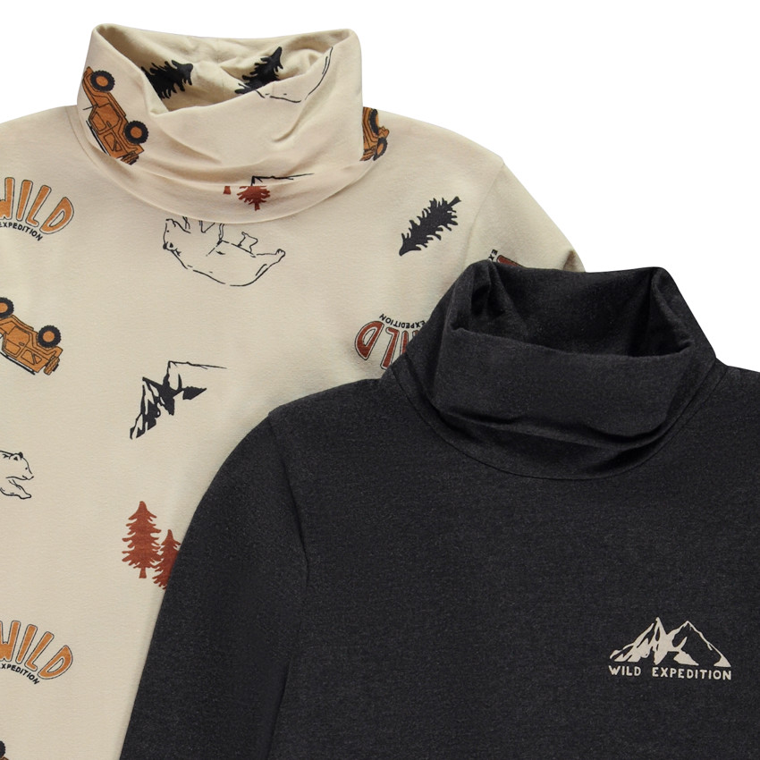 Σετ από 2 πλεκτά μπλουζάκια με ψηλό λαιμό για αγόρι 