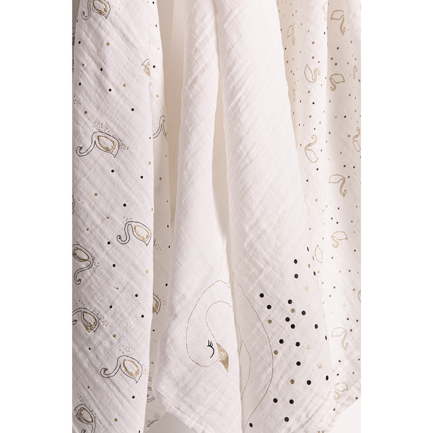 Σετ από 3 πάνες σε πουά από οργανικό βαμβάκι ,με κύκνους 