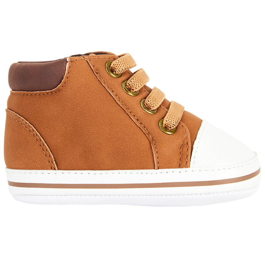 Αθλητικά παπούτσια ψηλά με ελαστικά κορδόνια για bebe αγόρι 