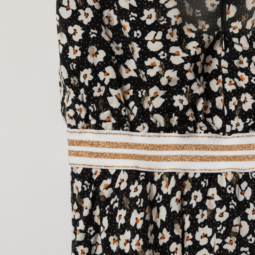 Robe manches courtes à fleurs all-over et touches de doré  Additional Robe manches courtes à fleurs all-over et touches de doré