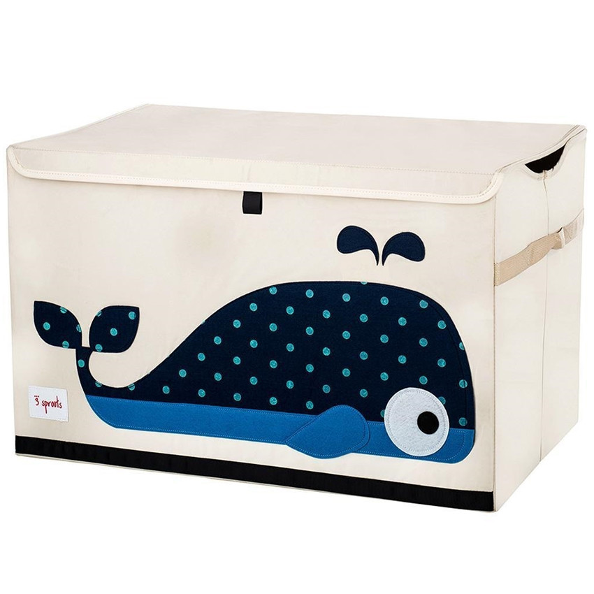 3 sprouts Καλάθι Για Παιχνίδια Με Καπάκι – Whale Blue 