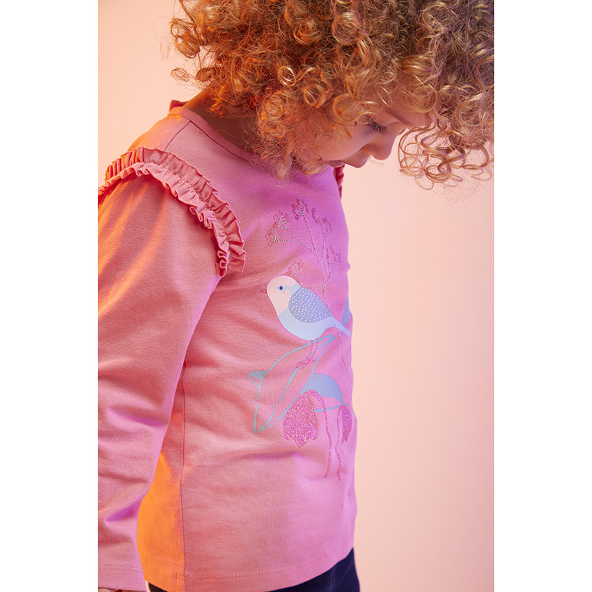 T-shirt μακρυμάνικο με ruché σχέδιο με glitter για bebe κορίτσι 