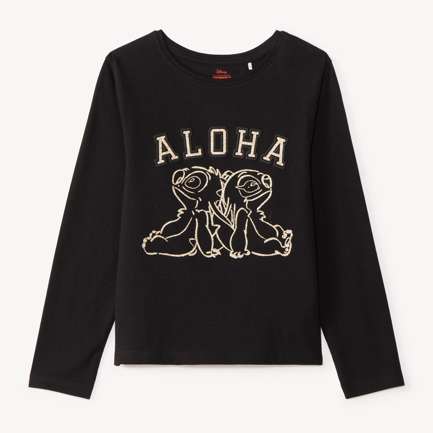 T-shirt pour fille à manches longues avec broderie Stitch et Angel 