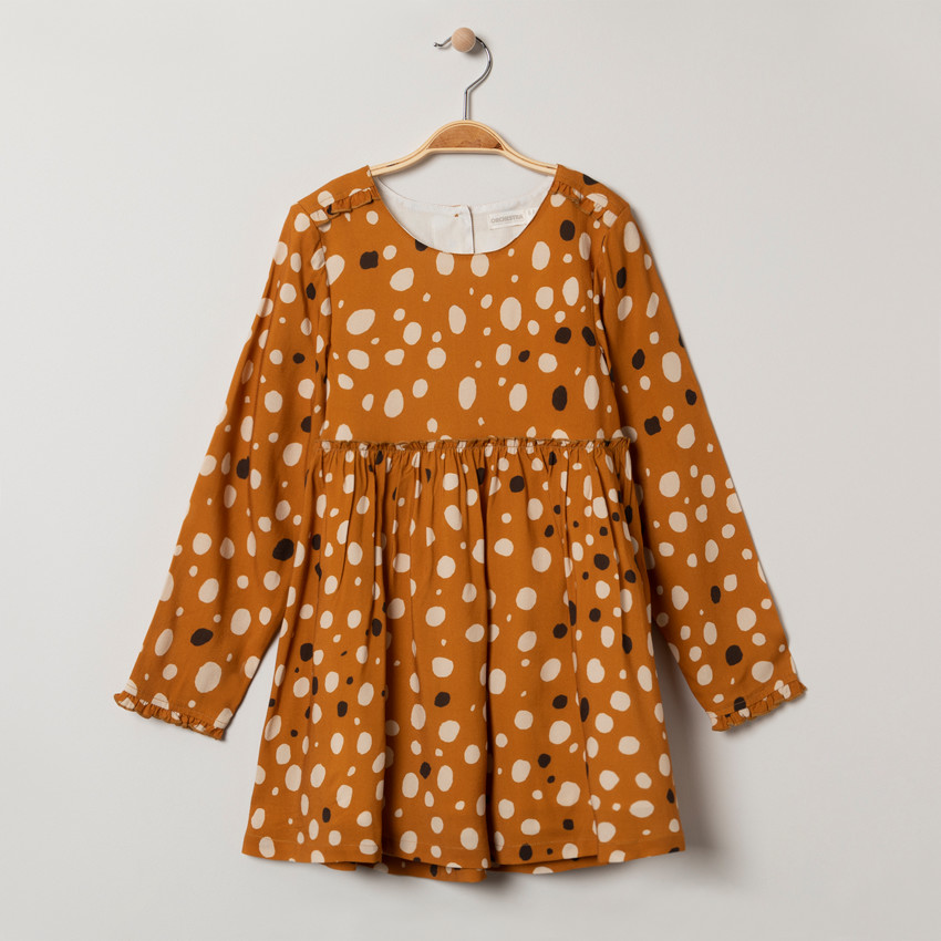 Robe manches longues à pois all-over 