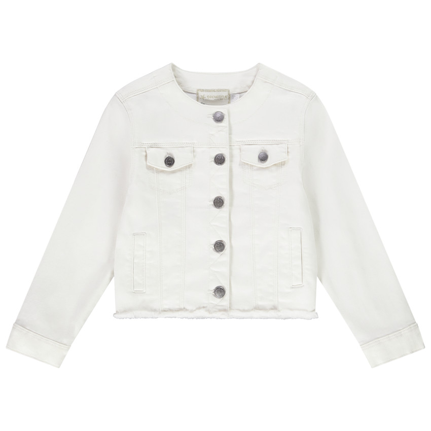 Μπουφάν jean écrue γιακάς mao για κορίτσι 