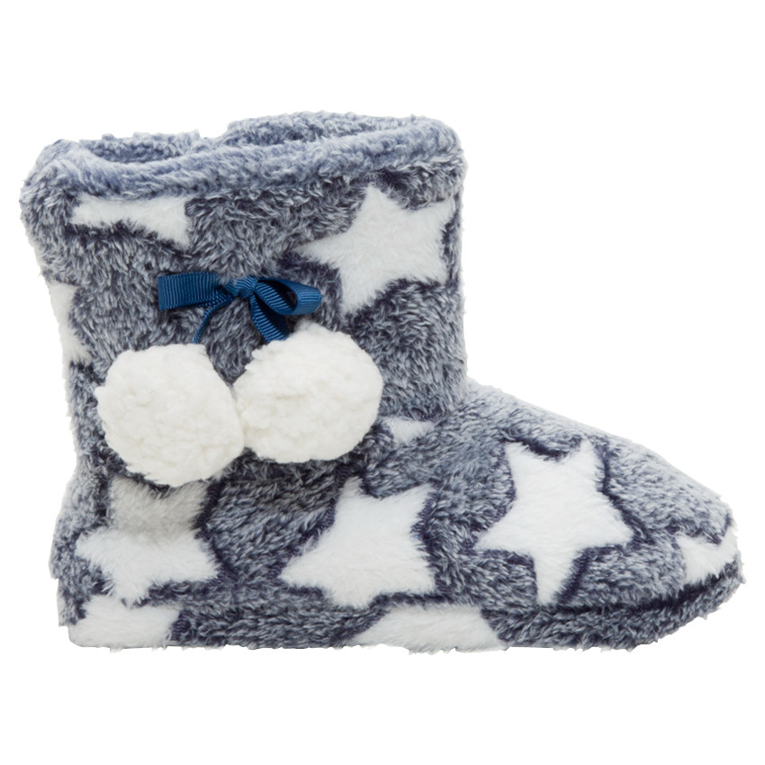 Παντοφλάκια σε σχήμα μποτάκια από sherpa πλήρως επενδεδυμένα με πομ πον από νούμερο 24 έως 27 