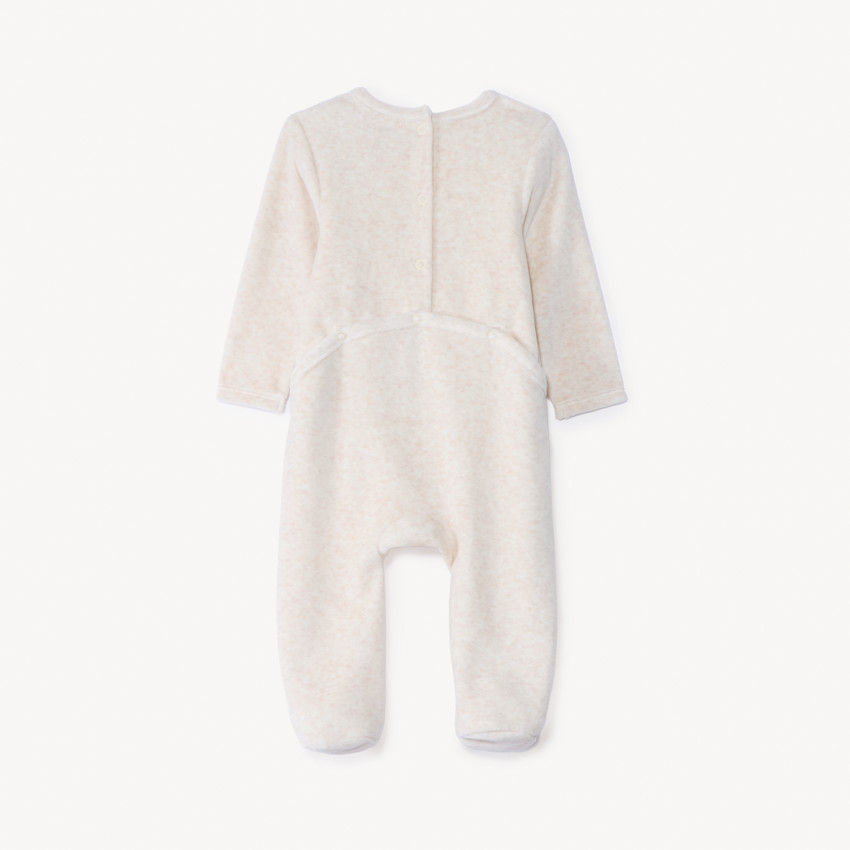 Dors-bien en velours uni avec broderie pour bébé fille  