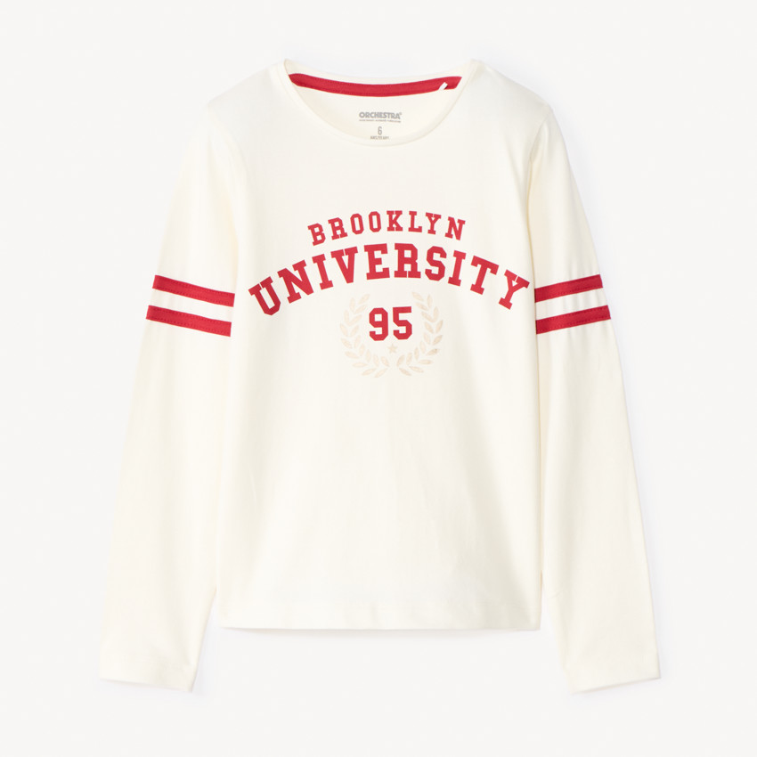 T-shirt manches longues print varsity pour fille 