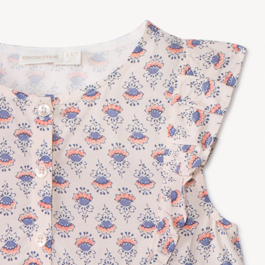 Κοντομάνικη μπλούζα με λουλούδια για κορίτσι 