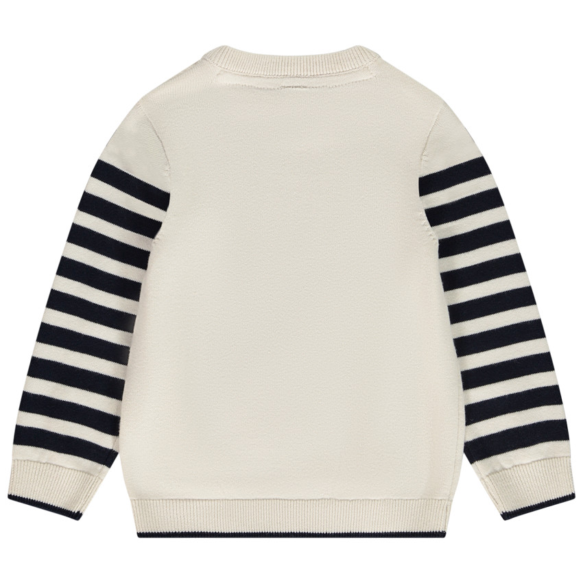 "Πουλόβερ με ριγέ μανίκια και σχέδιο ιστιοφόρου για μωρό αγόρι" 