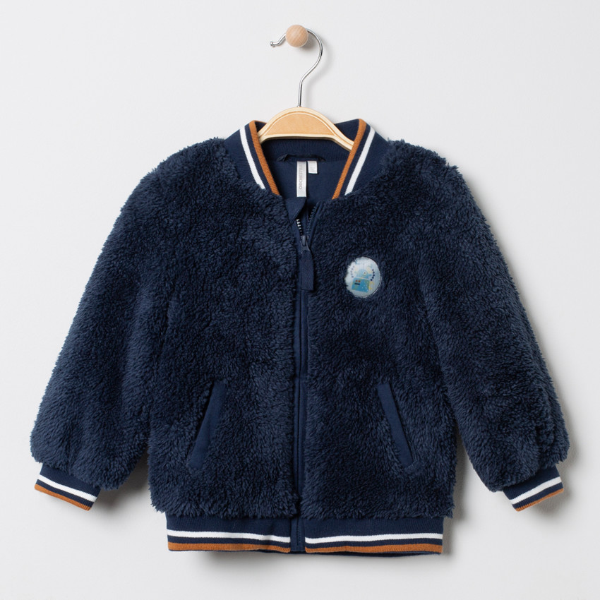 Veste en sherpa esprit teddy à badge patché  Additional Veste en sherpa esprit teddy à badge patché