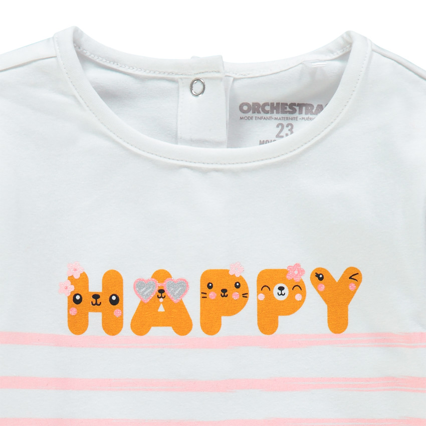 T-shirt μακρυμάνικο με οργανικό βαμβάκι ριγέ και μήνυμα 
