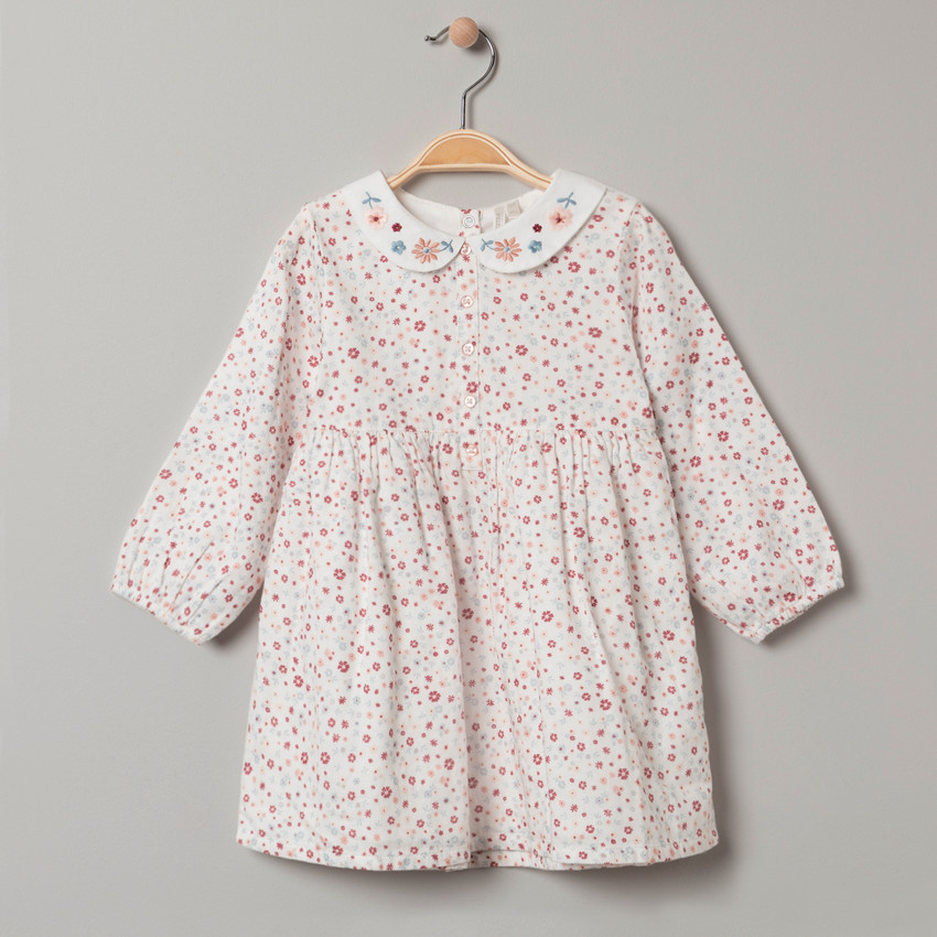 Robe manches longues à imprimé floral et col Claudine   Additional Robe manches longues à imprimé floral et col Claudine