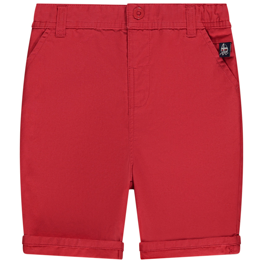 Bermuda uni avec étiquette tissée pour bébé garçon 