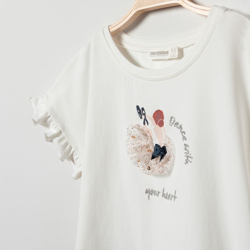 Φόρεμα πλεκτό κοντομάνικο effet 2-σε-1 για κορίτσι 