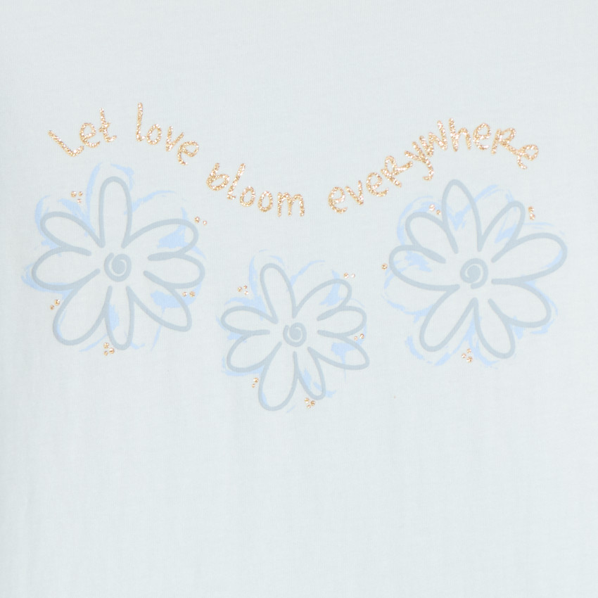 T-shirt με μακριά μανίκια και γυαλιστερή εκτύπωση κορίτσι 