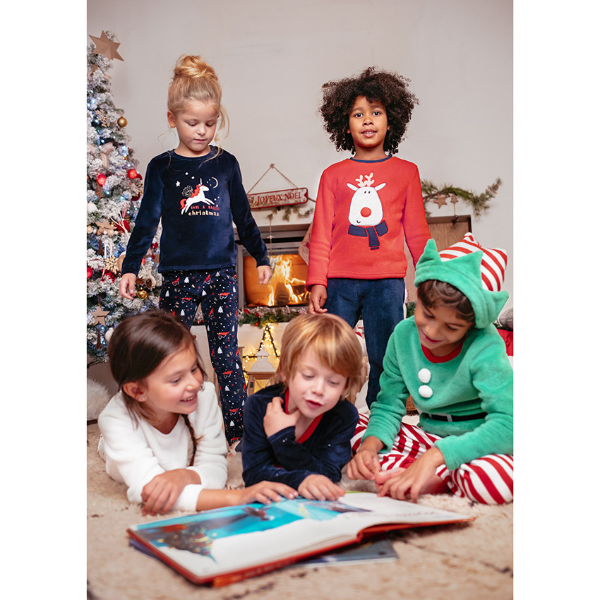 Pyjama en velours esprit Noël et pantalon à rayures  Additional Pyjama en velours esprit Noël et pantalon à rayures