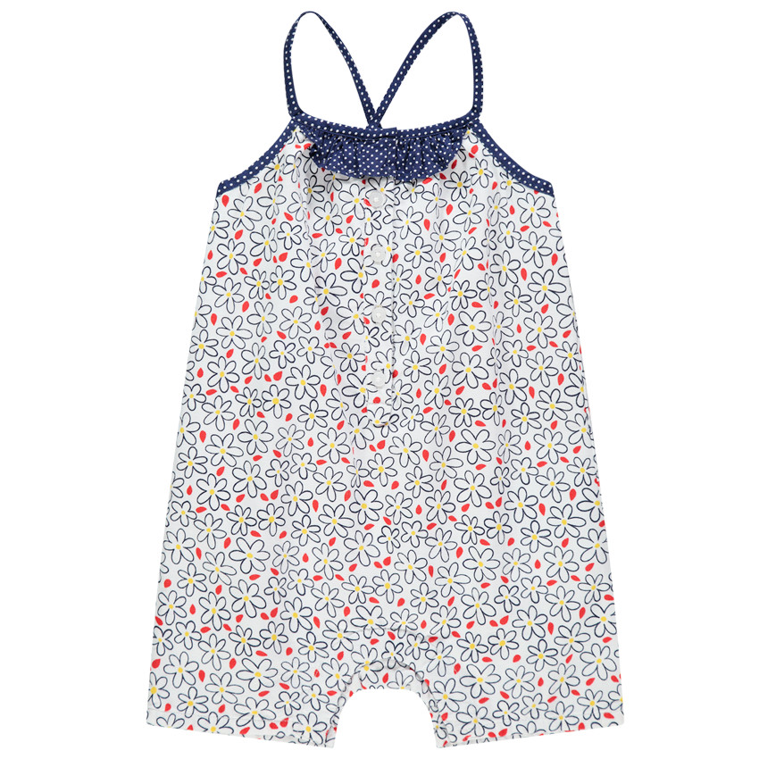 Combi κοντό με λουλούδια και τιράντες με πουά 