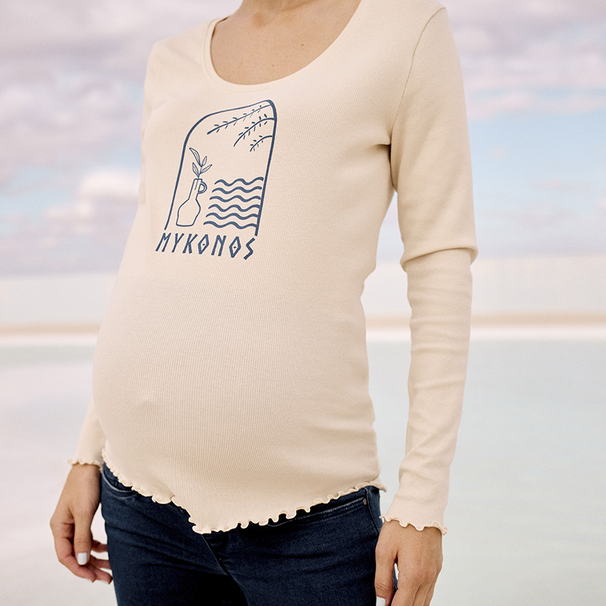 Τ-shirt μακρυμάνικο ριπ με τύπωμα Μύκονος για γυναίκες  Additional Τ-shirt μακρυμάνικο ριπ με τύπωμα Μύκονος για γυναίκες