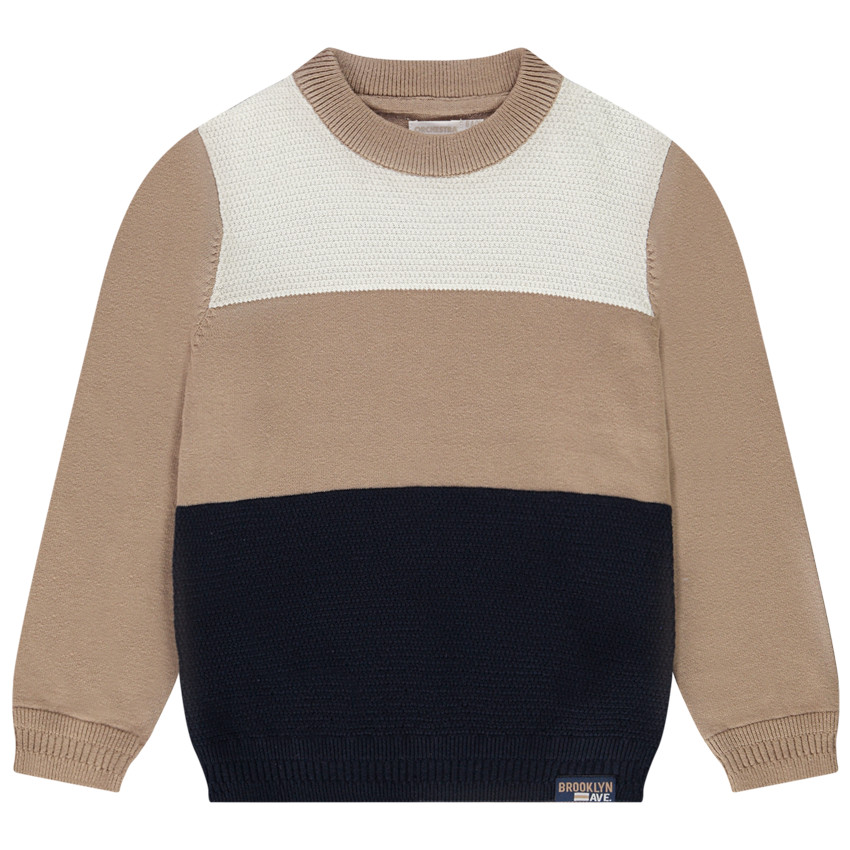 Pull en tricot fantaisie effet colorblock pour garçon 