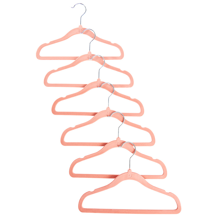 Σετ από 6 κρεμάστρες από βελουτέ terracotta 