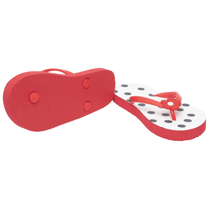 Tongs imprimé pois à badge fleur pour fille avec lanière selon l'âge  Additional Tongs imprimé pois à badge fleur pour fille avec lanière selon l'âge