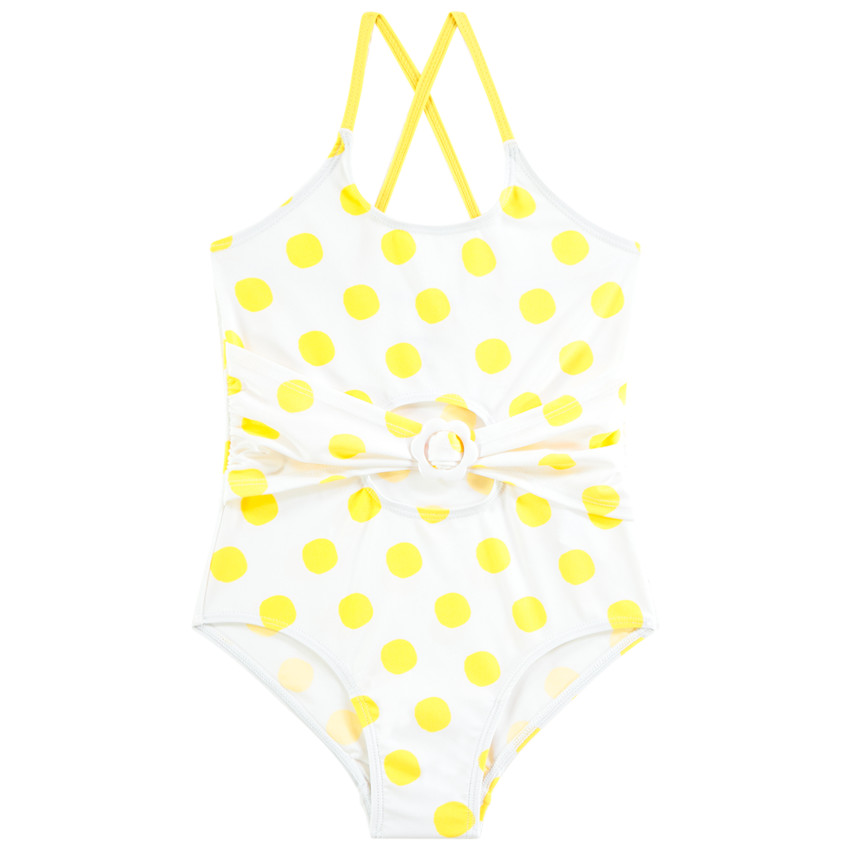 Maillot de bain 1 pièce imprimé pois pour fille 