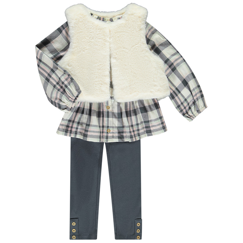 Ensemble tunique fantaisie + gilet et legging pour bébé fille 