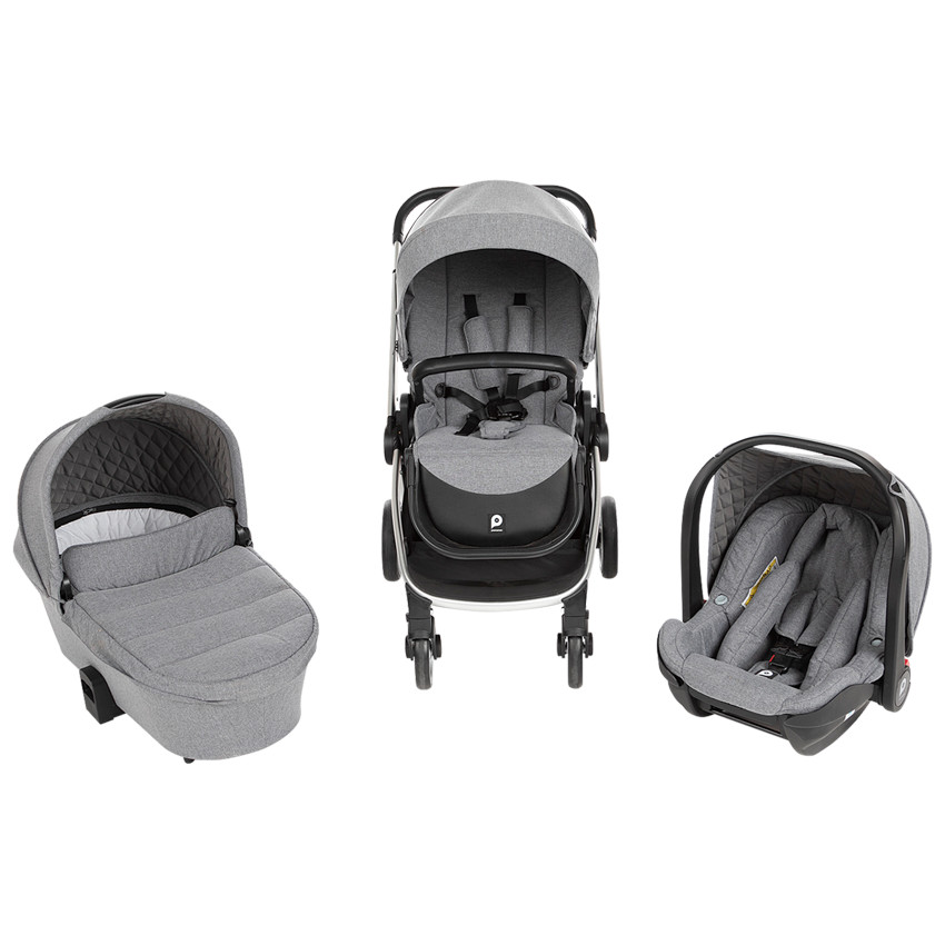 Καρότσι τρίο Tessa γκρι χρωματιστό 