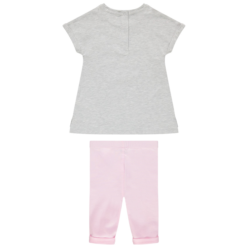 Σύνολο τουνίκ με ρίγες και στάμπα Smiley και ροζ κολάν 