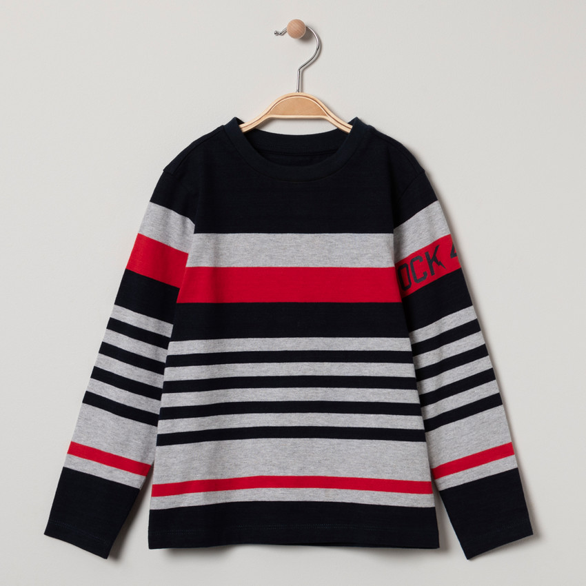 T-shirt manches longues en jersey lourd à rayures 