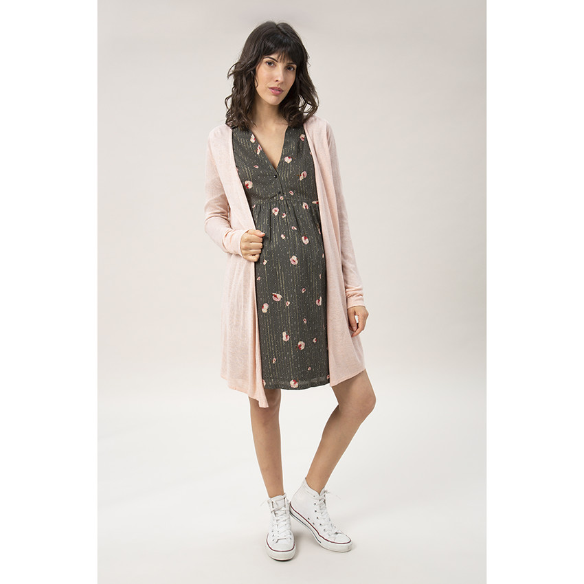 Ζακέτα εγκυμοσύνης πλεκτή μελανζέ με γυαλιστερό νήμα  