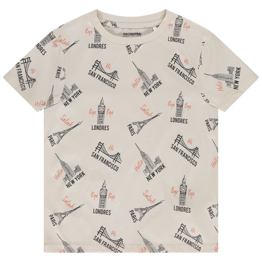 Κοντομάνικο μπλουζάκι με σχέδιο πρωτεύουσες για αγόρι 