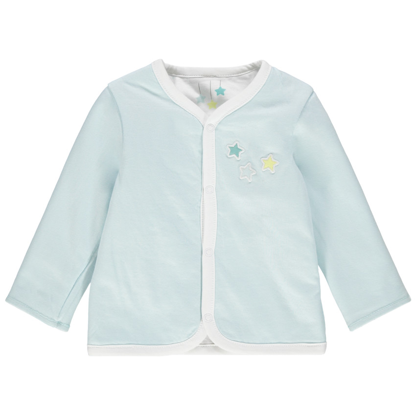 Ζακέτα διπλής όψης από βιολογικό βαμβάκι, μία πλευρά εμπριμέ / μία πλευρά μονόχρωμη 