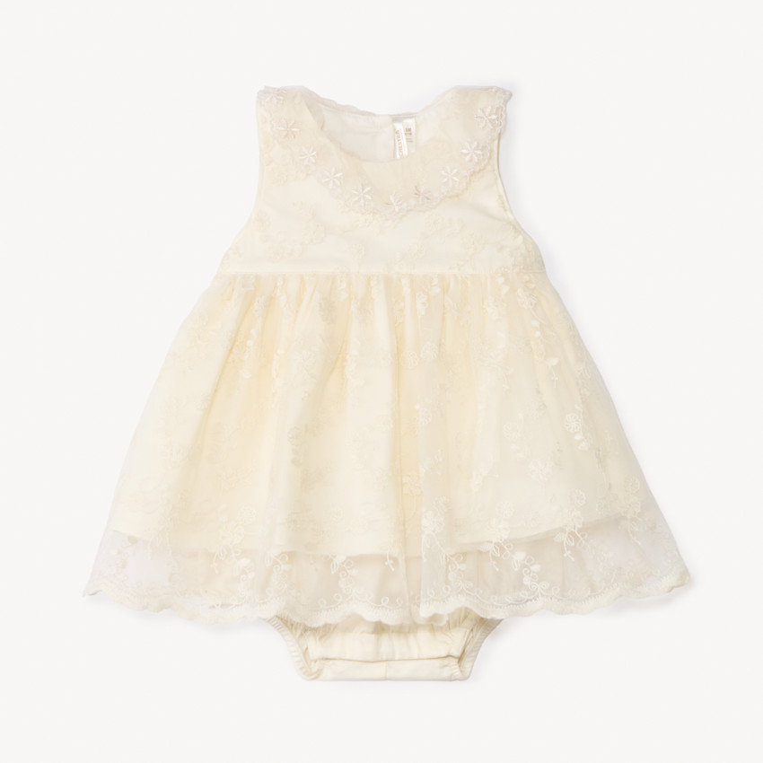 Σαλοπέτα κοντή 2 σε 1 από κεντημένο τούλι για κορίτσι μωρού 