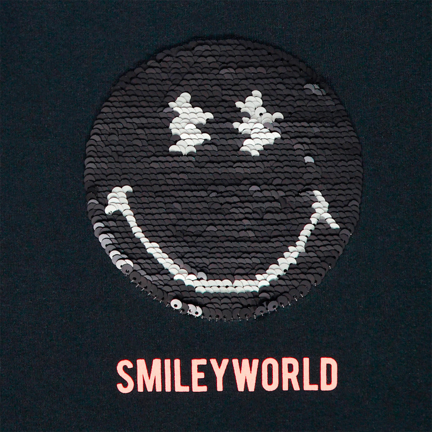 Αμάνικο μπλουζάκι μονόχρωμο με σχέδιο Smiley με μαγικές παγιέτες Main Αμάνικο μπλουζάκι μονόχρωμο με σχέδιο Smiley με μαγικές παγιέτες