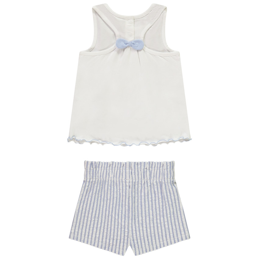 Σετ κοντό 2 κομμάτια με ριγέ σορτς για bebe κορίτσι 