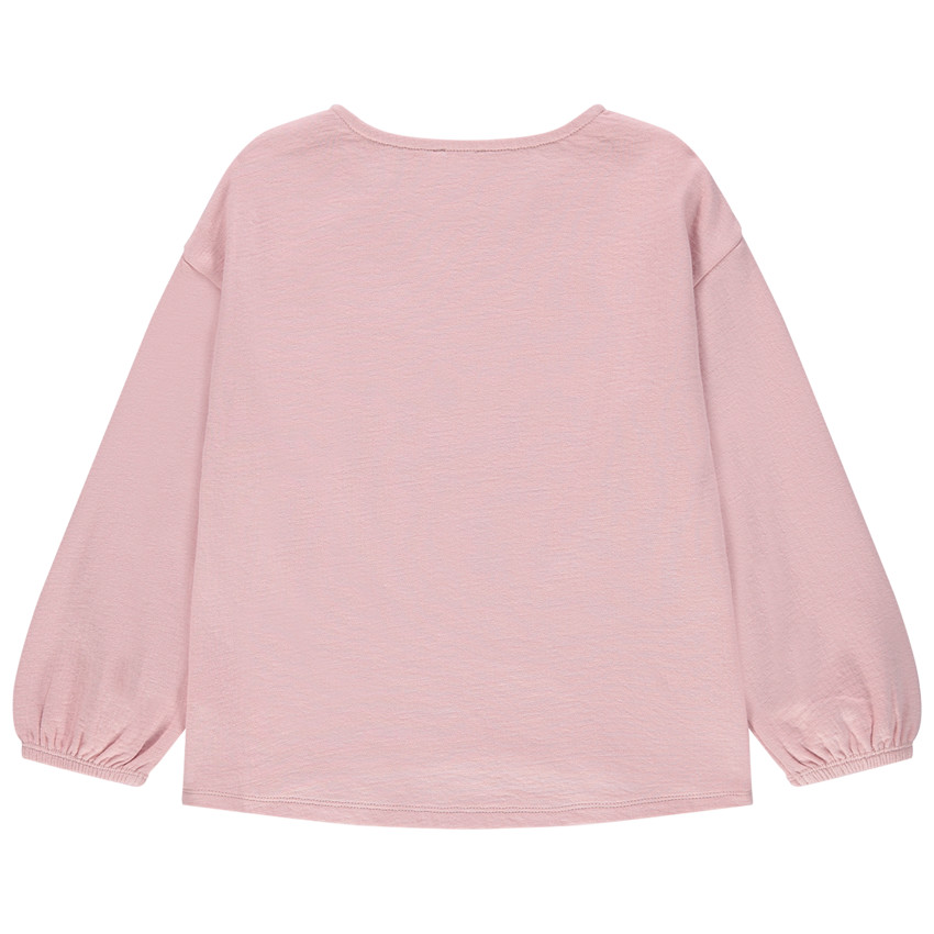 Ροζ φούτερ με φράση από χρυσαφί πούλιες και μανίκια μπαλούν 