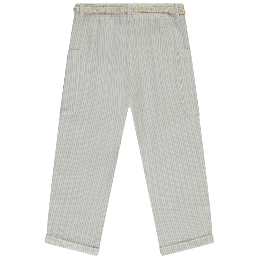 Παντελόνι ριγέ με τσέπες και πλεκτή ζώνη για κορίτσι 