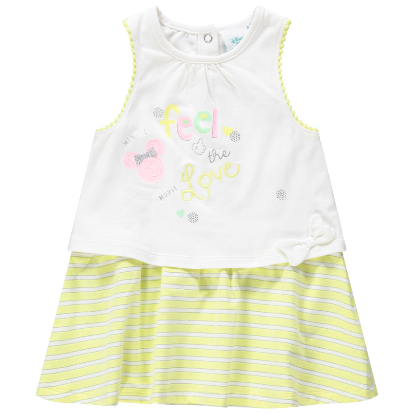 Αμάνικο φόρεμα με στάμπα Μίνι της ©Disney και ρίγες στη βάση 