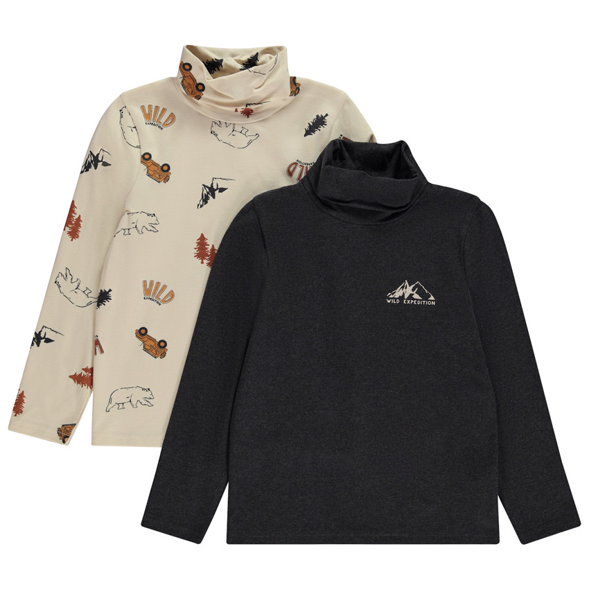 Σετ από 2 πλεκτά μπλουζάκια με ψηλό λαιμό για αγόρι 