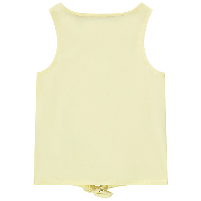 Αμάνικο μπλουζάκι με φαντεζί σχέδιο και λουλούδι πλεκτό για κορίτσι 