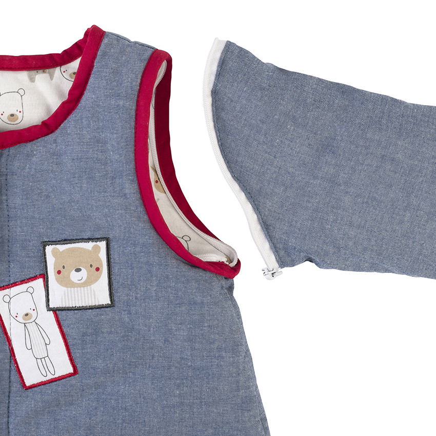 Υπνόσακος από ποπλίνα και σαμπρέ ύφασμα με αφαιρούμενα μανίκια 