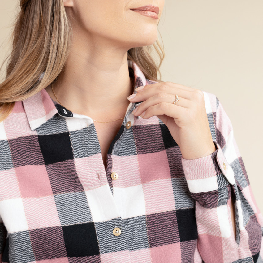 Chemise manches longues à carreaux pour femme 