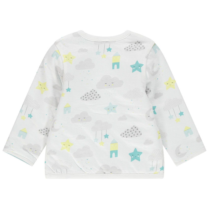 Ζακέτα διπλής όψης από βιολογικό βαμβάκι, μία πλευρά εμπριμέ / μία πλευρά μονόχρωμη 