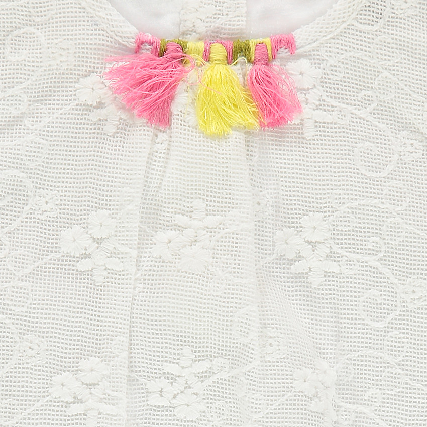 Αμάνικο φόρεμα από δαντέλα με κεντήματα και πον-πον  