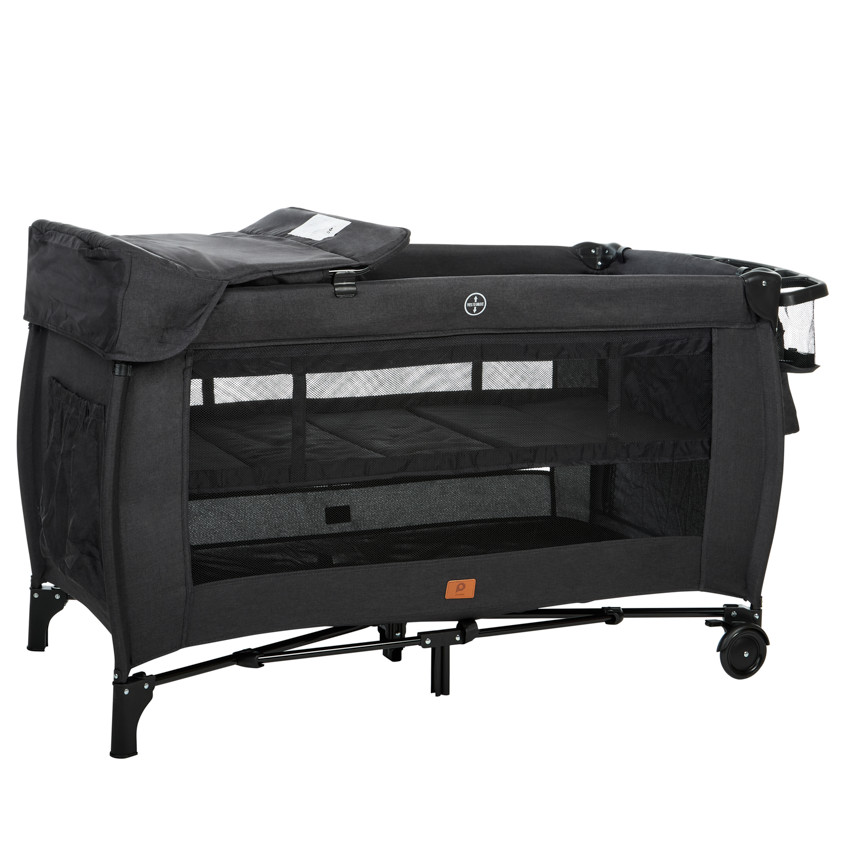 Κρεβάτι ταξιδιού με αξεσουάρ Top All In μαύρο 