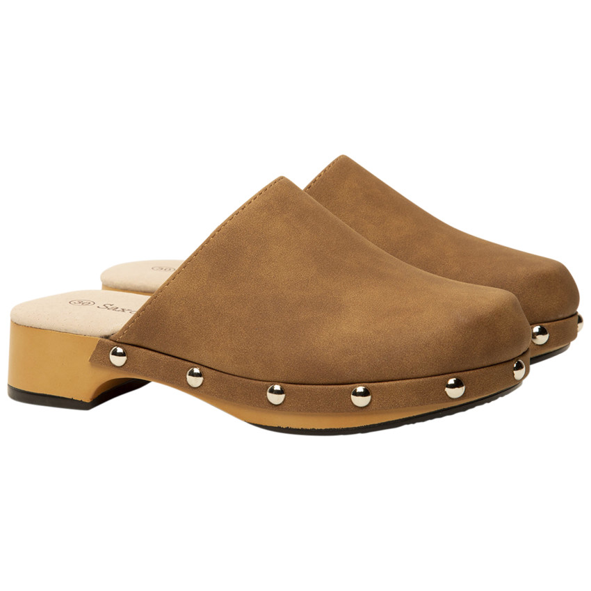 Σαμπό καφέ με καρφίτσες για κορίτσι 