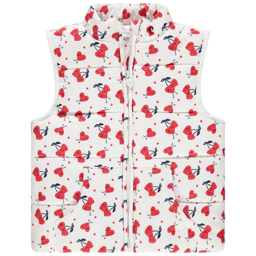 Αμάνικο καπιτονέ μπουφάν με μοτίβο σε όλη την επιφάνεια 